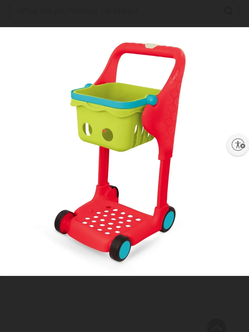 Kids Red and Lime Play Shopping Cart - Toy Push Cart
